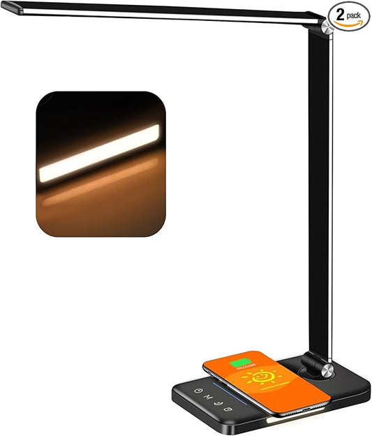 AFROG 8-in-1 4th Gen Multifunctional LED Desk Lamp with 10W Fast Wireless Charger,USB Charging Port,1200Lux Super Bright,5 Lighting Mode,7 Brightness,40 Min Timer,Night Light Function,5000K