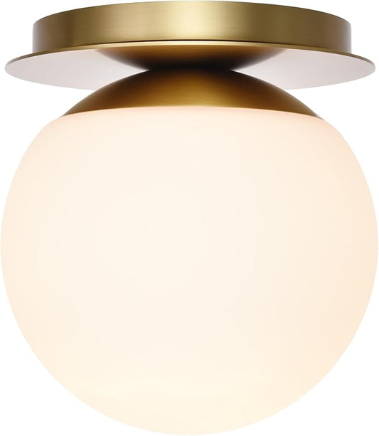 Wall Sconces, 1 Light Modern Globe Sconce in Aged Brass, Wall Light for Bedroom Bathroom Living Room & Hallway Vanity Lighting, Ceiling Light Fixture