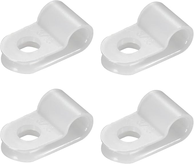 100PCS White Nylon R-Type Cable Clamp 5/8 Inch Cable Organizer Assortment Kit for Wire Management
