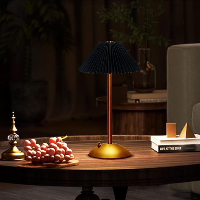 Portable LED Table Lamp with Touch Sensor, 3 Color Touch Control Rechargeable Lamp,3-Levels Brightness Metal Desk Lamp, Night Light (Black)