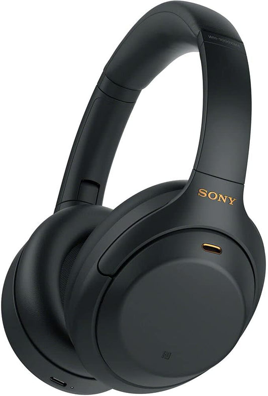 Sony WH-1000XM4 Wireless Noise Canceling Overhead Headphones with Mic for Phone-Call, Voice Control, Black, with USB Wall Adapter and Microfiber Cleaning Cloth - Bundle