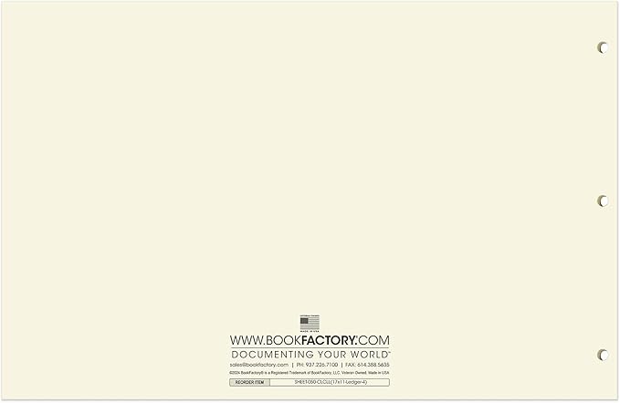 BookFactory Ledger Sheets/Large 4 Column Accounting Ledger Columnar (Four Columns) Loose Leaf Paper - 17'' x 11'', 50 Pages, Loose Leaf, 3 Hole Punched (SHEET-050-CLCLL(17x11-Ledger-4)-AX)