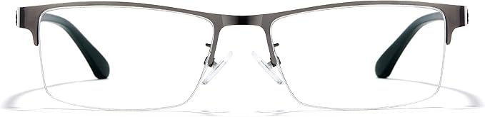 Cyxus Blue Light Glasses for Men Semi Rim Crystal Lens Rimless Glasses UV Blocking Gaming Eyeglasses