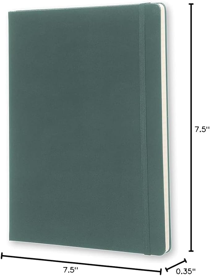 Moleskine Classic Notebook, Hard Cover, XL (7.5" x 9.5") Ruled/Lined, Forest Green, 192 Pages