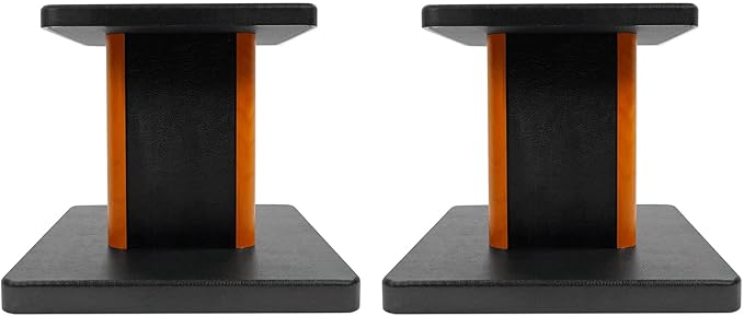 Rockville Pair RHT8C 8" Desktop Speaker Stands, 66 lbs. Capacity, Wood Finish, Resonance-Free, Cable Management, Isolation Pads, for Bookshelf/Studio Monitors