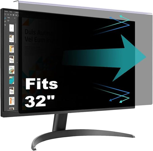 32 Inch Hanging Computer Privacy Screen Protector Shield Compatible for 16:9 Widescreen Desktop Monitor - Anti-UV & Blue Light Filter - Hanging Design for Easy On/Off