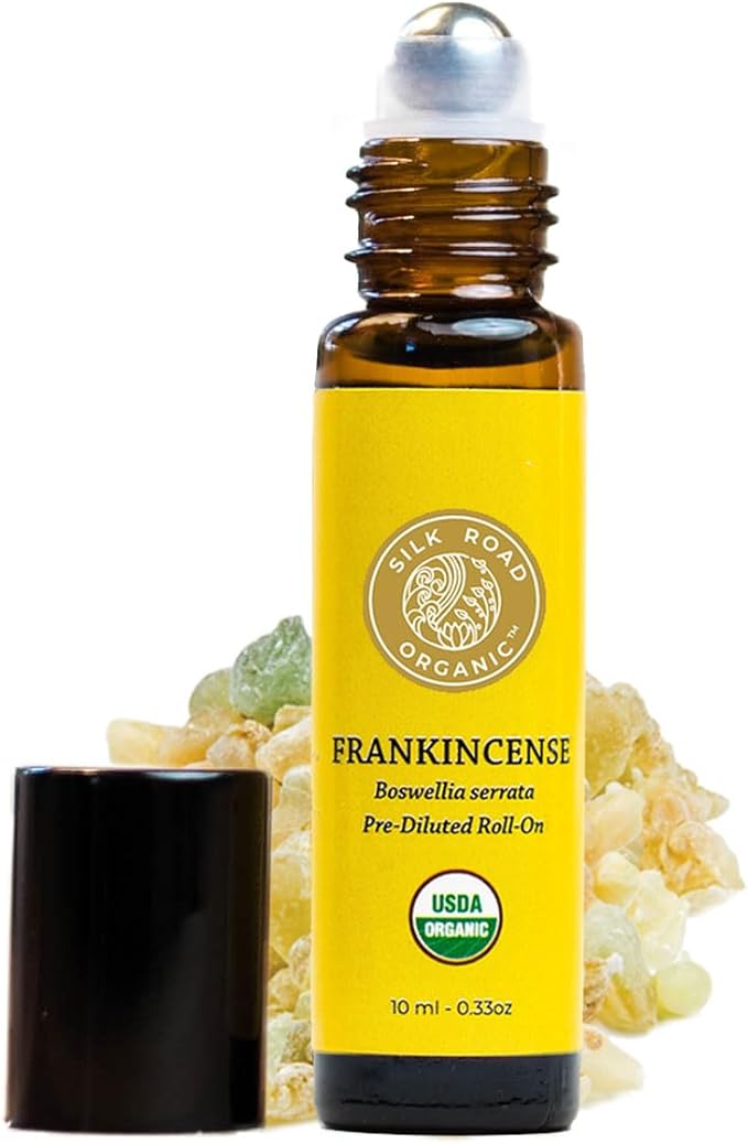 Silk Road Organic Frankincense Serrata Essential Oil Roll on, 100% Pure USDA Certified Aromatherapy for Skin Health, Aging, Fine Lines & Body Aches - 10 ml Roller