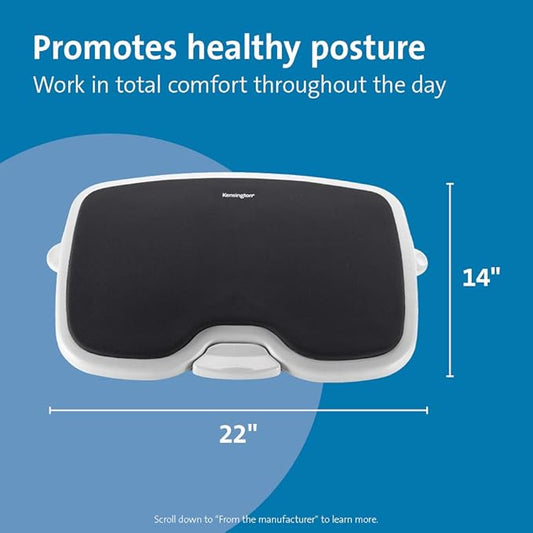 Kensington Foot Rest For Under Desk At Work, Smartfit Comfort Memory Foam Angle and Height Adjustable Footrest, Non-Skid Foot Stool For Under Office Desk, White/Black K56144USF