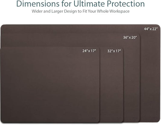 Vine Creations Leather Desk Mat Large 44" x 22", Desk Protector Mat, PU Leather Desk Pad, Large Mouse Pad, Desk Blotter, Desk Pads on Top of Desks, Desk Matt for Desktop, Office Desk Mat (Dark Brown)