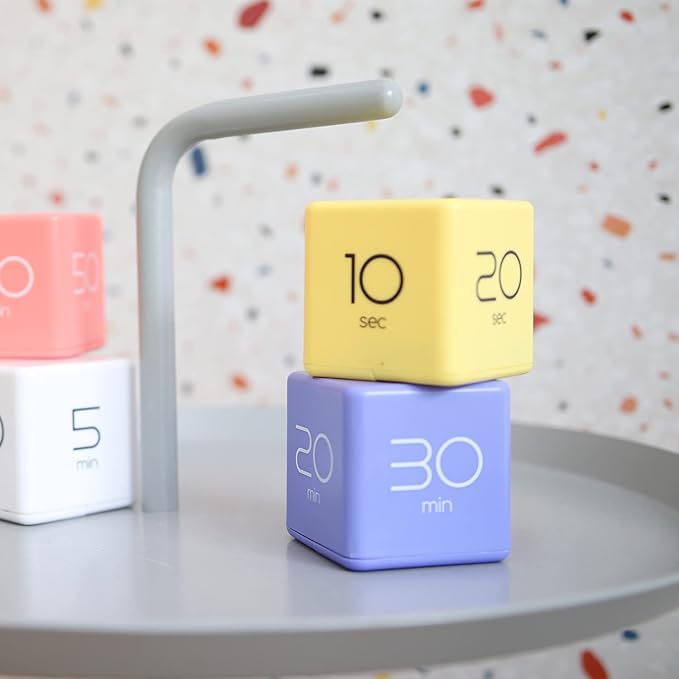 mooas Cube Timer (Violet), Timers Cube Flip Block Timers Productivity Gravity Sensor Time Management for Kids ADHD Classroom Kitchen Desk Workout Cooking Study 5, 10, 20, 30 min Timer Setting