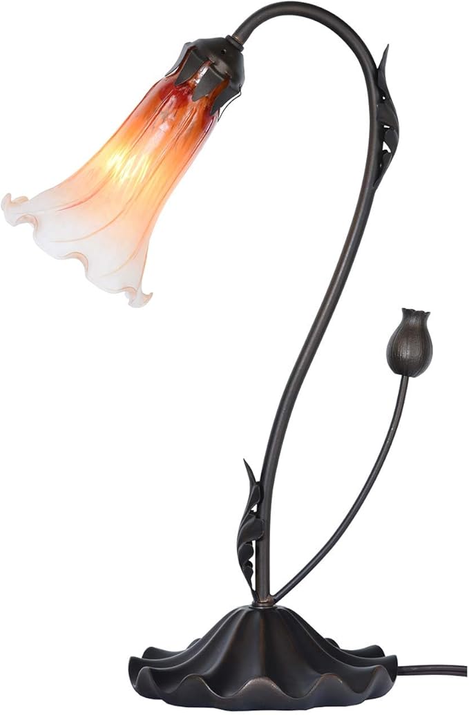 Bieye LS01 Lily Flower Blown Glass Lampshade (Orange White, Opening I.D. 1.26" x O.D. 1.5")