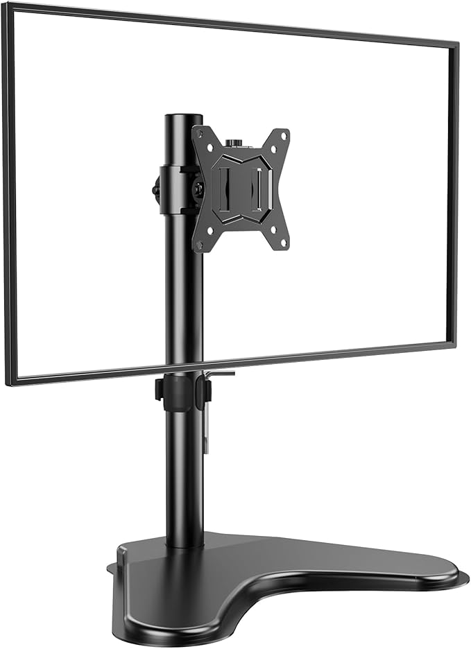 HUANUO Adjustable Monitor Stand, Freestanding Desk Stand for 13-32 Inch Screens with Full Motion Swivel - Heavy Duty Steel Base Holds 17.6lbs (VESA 75x75/100x100mm)