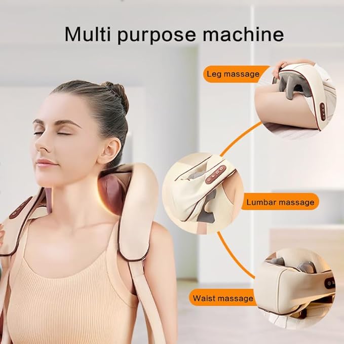 ZVZ 4D Kneading Shiatsu Deep Tissue Neck and Shoulder Massager with Heat, Portable Cordless Electric Massage for Muscle Relief Faster Pain Relief vs Massage Guns Ideal Gift for Home/Office/Car Travel