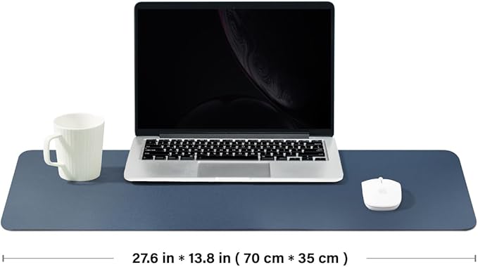 Cork Desk Mat - Dual-Sided Desk Pad for Office and Home - Desk Organization and Accessories - Ideal for Large Mouse Pad and Desk Mats on Top of Desks(Dark Blue,27.6"x 13.8")