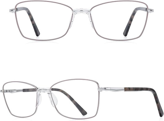 RB. Pilot Reading Glasses Spring Hinge Readers for Women Blue Light Blocking Computer Metal Frame Acetate Legs