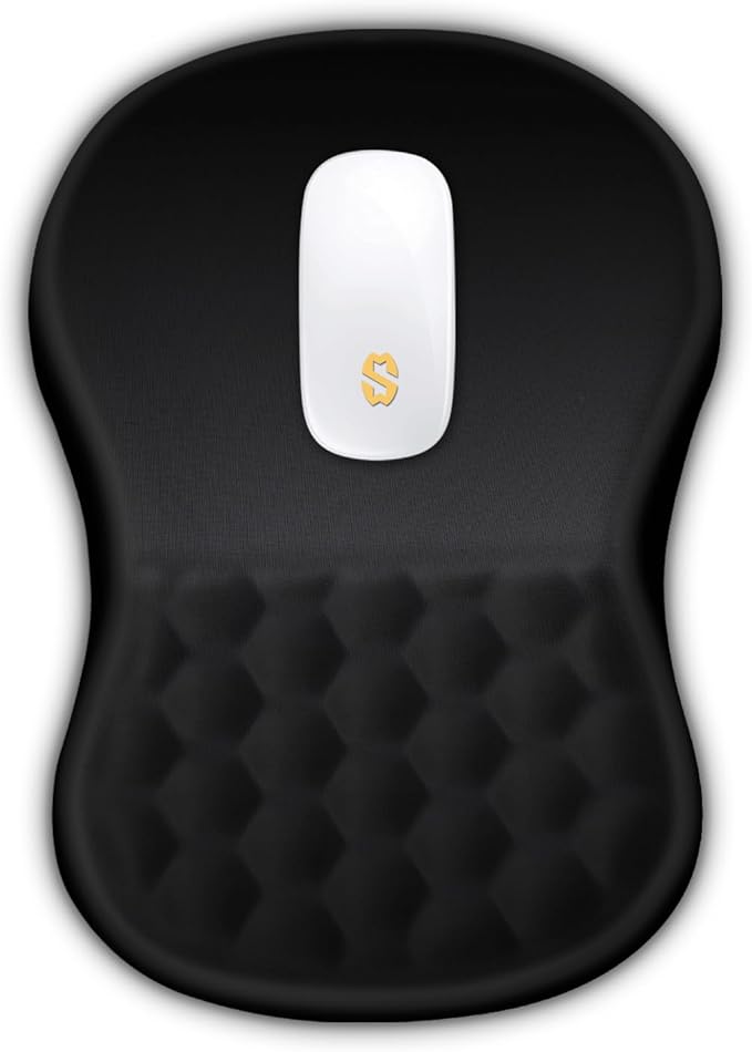 Ergonomic Mouse Pad with Wrist Rest Support, Massage Design Mouse pad Relief Carpal Tunnel Pain, Entire Memory Foam Non-Slip Mouse Pad, Computer Mouse Pads for Wireless Mouse Pad, Black