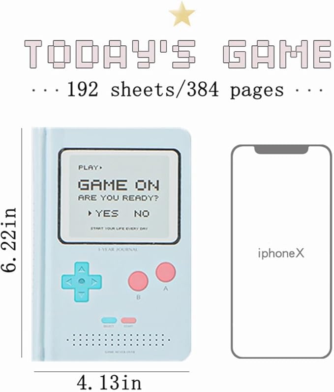 Undated Daily Planner 365 Days Notebook Game Design Pocket Organizer Appointment Book Journal Notebook A6 mini Cute Diary (Pink+Blue)