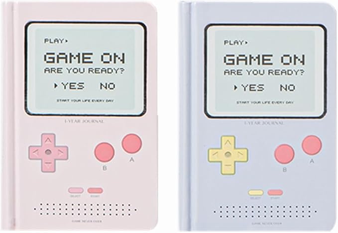 Undated Daily Planner 365 Days Notebook Game Design Pocket Organizer Appointment Book Journal Notebook A6 mini Cute Diary (Purple+Pink)