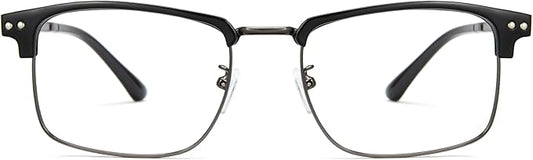 Cyxus Men Blue Light Blocking Glasses Half Rimless Computer Gaming Glasses Square Fashion Glasses 8133