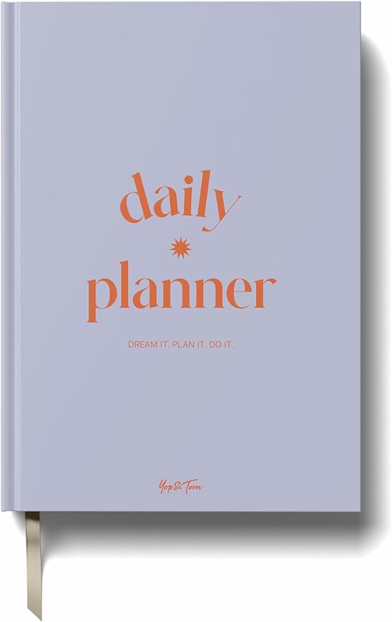 Yop & Tom Undated Daily Planner - Productivity Planner - Weekly and Daily Organizer with Time Slots - Purple & Orange