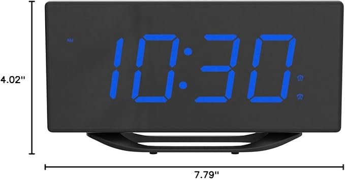 Digital Alarm Clock for Bedroom Bedside, Large Big Numbers Display with Brightness Dimmer, Plug-In Electric Desk Clock with Battery Backup, USB Charging Port, Adjustable Volume, 12/24Hr, Snooze