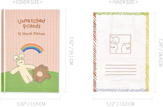 Monolike Hardcover Unmatched Friends Diary, 05. Pink - Academic Planner Weekly & Monthly Planner