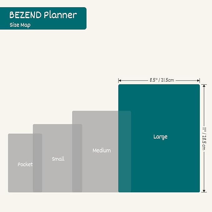 BEZEND Weekly Planner 2025-2026 with 2 Columns, 8.5" x 11" Academic Calendar 18 Months (Jul 25-Dec 26) Life Work Appointment Book with Monthly Tab, PU Leather Hardcover - Black