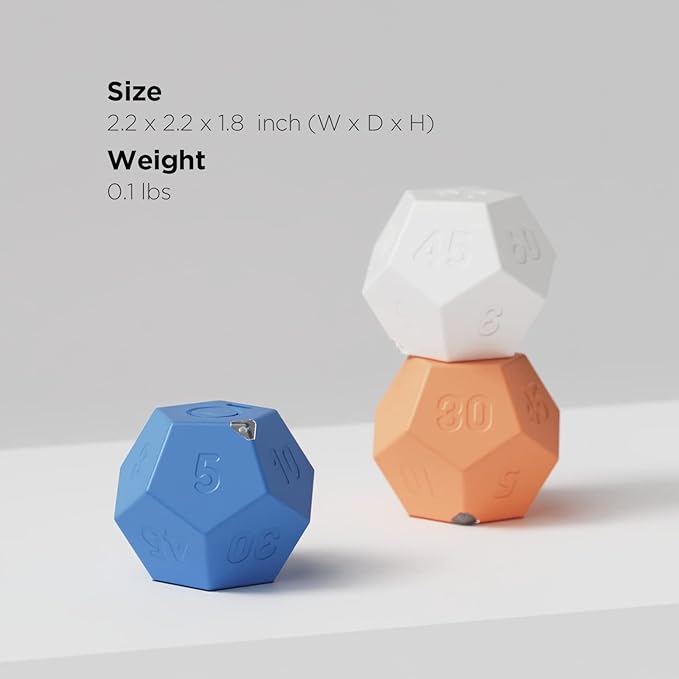 mooas Dodecagon Time Ball Rechargeable Mini Timer (Sand Peach), 11 Preset Times, Desk Productivity & Workout Timer, Sound/Vibrate/Mute, Easy to Use