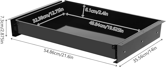 Under Desk Mounted Sliding Pull-out Drawer, 21.6 x 14 x 3inch Under Desk Office Storage Organizer, Mounts to Desktops Workbenches Over 0.787 Inches Thick, Load Capacity 2kg, Black