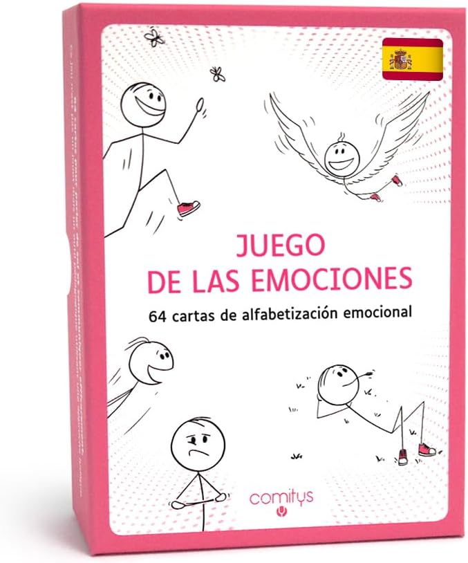 Comitys - The Feelings Game | 64 flashcards for Emotional Literacy | Non-Violent Communication Teaching Tool | 177 Feelings States to Discover (Spanish)