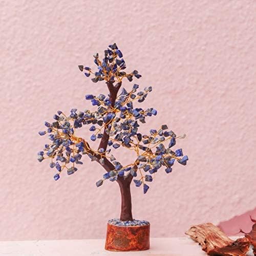 FASHIONZAADI Lapis Lazuli Crystal Tree of Life - Chakra Natural Handmade Gemstone Tree, Feng Shui Crystal Decoration, Money Spiritual Gift, Healing Crystal Chakra Decor