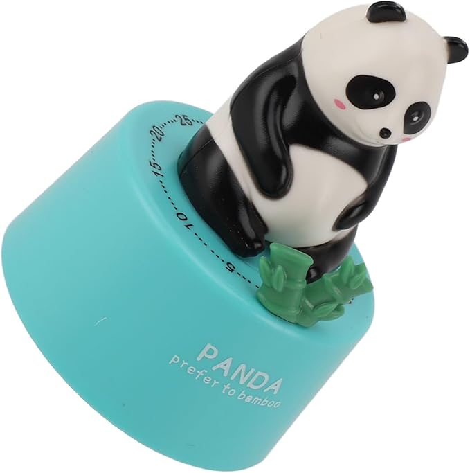 Mechanical Countdown Timer, 60 Minutes Mechanical Kitchen Timer Eco Friendly Loud Alarm Magnetic Base Cute Animal Shape for Kitchen (Panda with Blue Base)