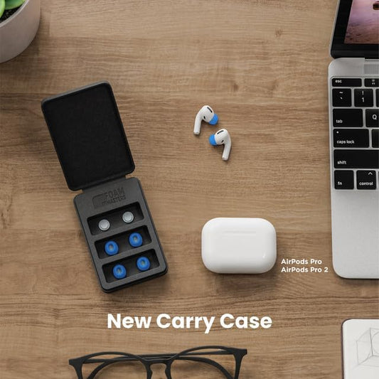 Foam Masters Ultra-Premium Memory Foam Ear Tips for AirPods Pro 1st & 2nd Gen | 3 Pairs | New Ver. | Secure Fit | Super Comfort | Better Noise Cancel | Replacement Buds (Assorted S/M/L, Supercar Blue)