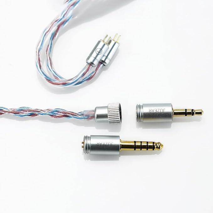 HiFiGo JUZEAR Flare IEM Cable, 6N Single-Crystal Copper & Silver-Plated Hybrid, 4μm Gold-Plated Interchangeable Plugs (3.5mm/4.4mm), High-Resolution Audio Cable for in-Ear Monitors (Rainbow Cable)