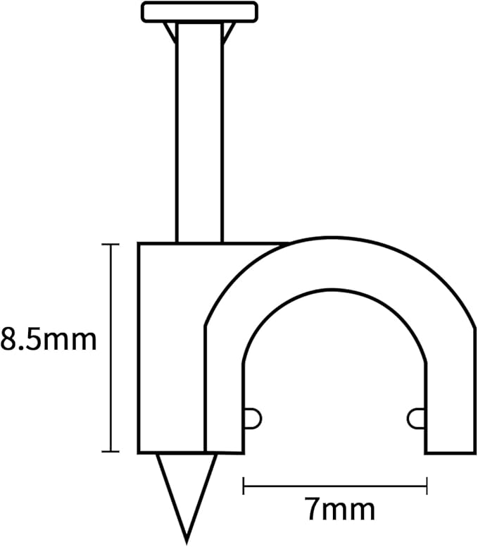 Cable Clips, 100 Pcs, 7mm, Wire Wall Clips with Steel Nails, Cable Management Organizer Clips, Cable Tacks Coax Holder Clips, RG6 RG59 CAT6 RJ45 Cable Cord Clips, White