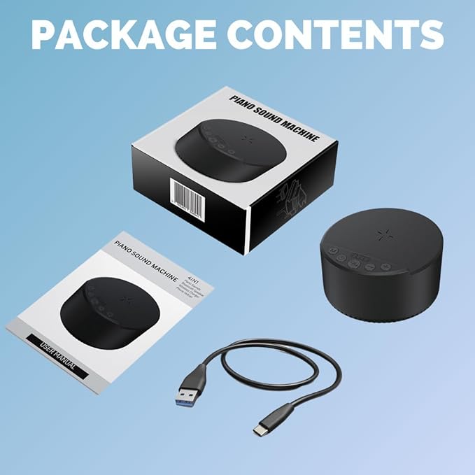 Piano Sound Machine with 20 Soothing Piano Sounds, Bluetooth Speaker and Wireless Charger with Memory Function, Sleep Timer Baby Kids Adults Pets Sound Therapy for Home Office Travel