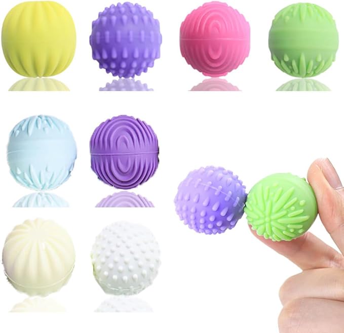 Silicone Balls Fidget Toys for Adults & Teens,Stress Relief Sensory Toys for Autism ADHD Anxiety,Sensory Toy for Fingers Hands,Office Desk Toy,Gift for Women Men Teen Gift(8 Packs)