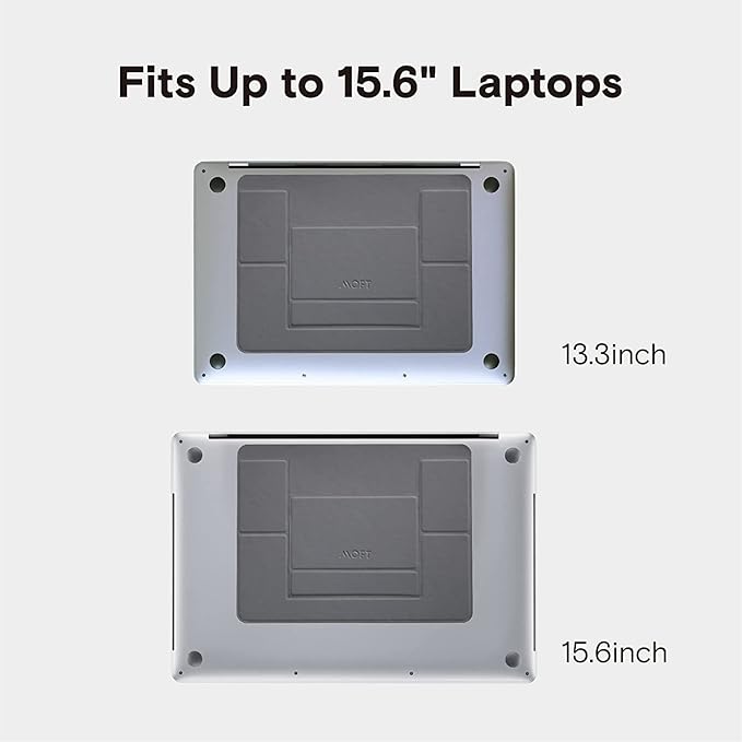 MOFT Laptop Stand for Desk, Stick-On Computer Stand with Dual-Angle, Ergonomic Laptop Riser Holder for Travel, Foldable & Portable MacBook Stand Fits 11.6"-16" Laptops, Silver
