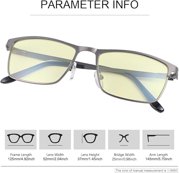 YIMI Mens Blue Light Glasses Men Computer Gaming BlueLight Blocking Glasses Metal Anti Eyestrain Clear Lens Eye Protection