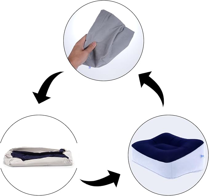 Inflatable Foot Rest Pillow - Portable, Non-Slip Base for Desk, Office Chair, Travel & Bed - Ergonomic Foot Support & Comfort (Spliced Color)