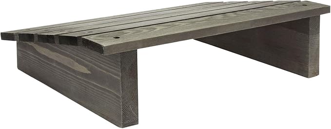 MyGift 15-Inch Vintage Gray Wood Ergonomic Home or Office Under-Desk Footrest Tilted Foot Stool