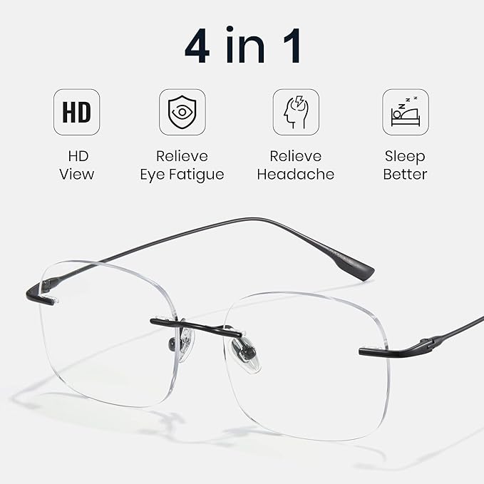 Cyxus Titanium Blue Light Glasses for Men Frameless Rimless Glasses UV protection Eyeglasses