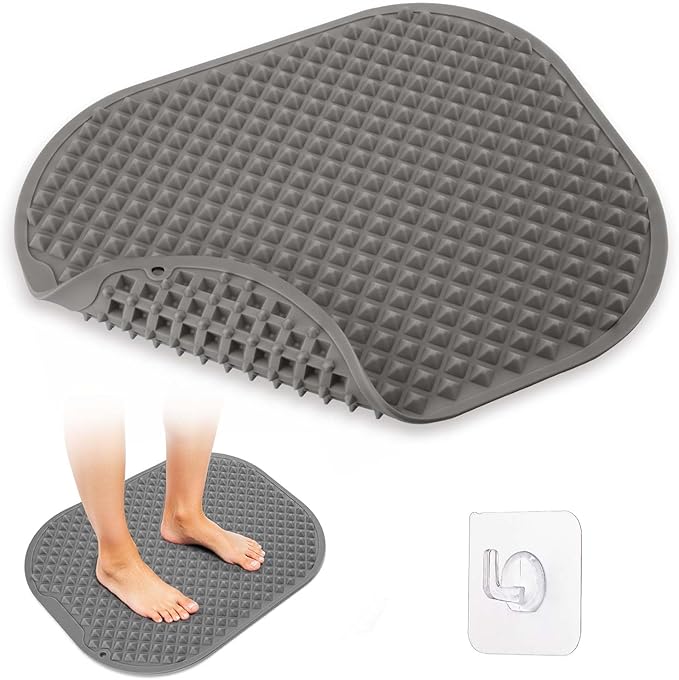 Upgrade Silicone Foot Massager Mat with Dual-Side Usage, Large Reflexology Mat for Feet Relaxation, Foldable Foot Acupressure Mat, Portable Standing Desk Mat for Pain, Fatigue Relief(Gray-L)