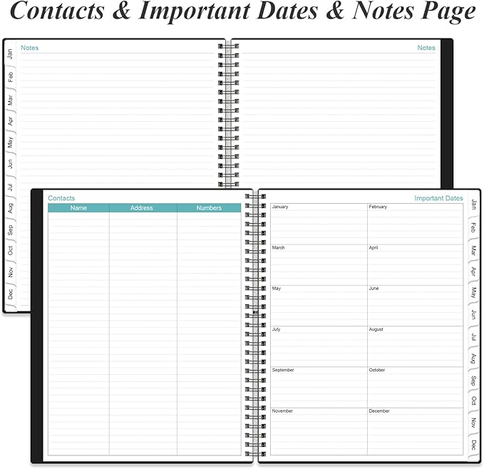 2026 Daily & Monthly Planner - One Page Per Day, Daily Planner from January 2026 - December 2026, Planner 2026 with 12 Monthly Tabs, 8.5" x 11", Black