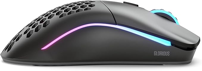 Glorious Model O- (Minus) Wireless Gaming Mouse - 65g Superlight Honeycomb Design, RGB, Ambidextrous, Lag Free 2.4GHz Wireless, Up to 71 Hours Battery - Matte Black