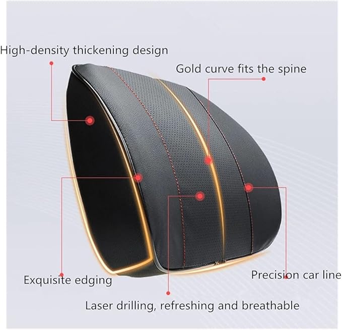 ZHONGLI Memory Foam Lumbar Support Pillow-Middle/Lower Back Support Cushion-Used for car Seats, Office Chairs, recliners, etc. (Style-2 (Black))