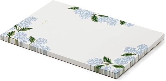 RIFLE PAPER CO. Large Memo Notepad, 65 Tear-Off Pages, Featuring Bands of Pastel Hues Separating the Days, Printed in Full Color and Foil Stamped (Hydrangea)