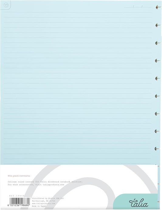 Talia Discbound Notebook Refills (College Ruled (Pastel), Letter (8.5in x 11in))