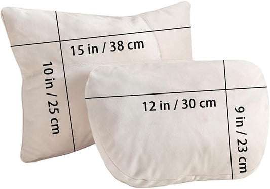 2PCS Car Pillow for Car Neck Pillow for Driving Seat Lumbar Support Soft Cushion with Extra Filling Accessories Back Support for Travel Nap and Trips Sleeping(Beige, Head and Lumbar)