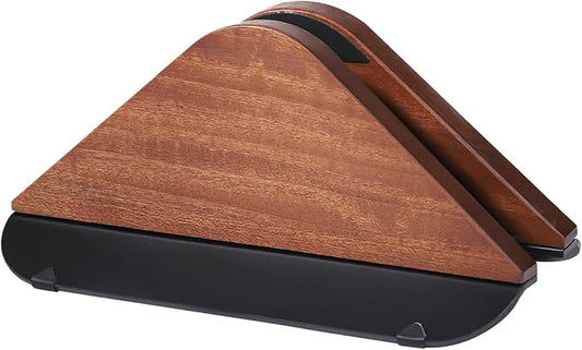 Wooden Vertical Laptop Stand, Adjustable Desktop Holder for Laptop, Tablet, E-Book, Black Walnut Color, Anti-Scratch Silicone Pads, Non-Slip Plastic Base, Max Clamp Thickness 1 in